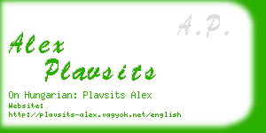 alex plavsits business card